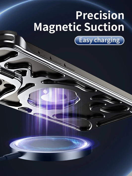 Titanium Metal Magnetic Holder Phone Cover for iPhone 15 14 Pro Max - sky-case