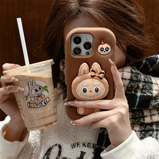 Luxury Phone Case for Labubu, Anti-slip and Anti-fall Holder, Cartoon Protective Cover Suitable For iPhone - sky-case