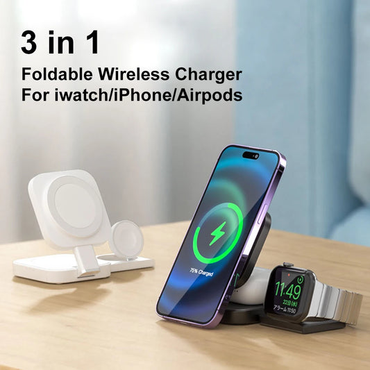 Foldable 3 in 1 Magnetic Wireless Charger - sky-case