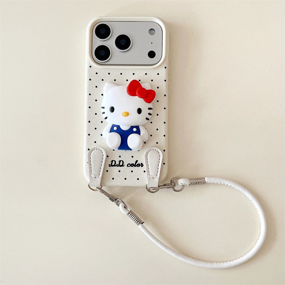 3D Hello Kitty Autumn Wine Red Lanyard Case - sky-case