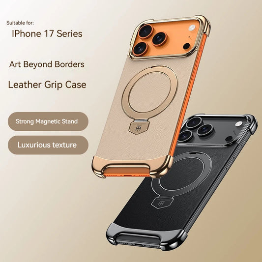 High-End Leather Magnetic Bracket Case - sky-case