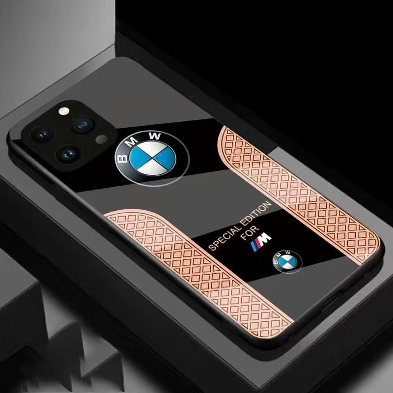 BMW Sport Luxury Phone Case for iPhone 17 16 15 14 13 12 11 Pro Max Tempered Glass Back - sky-case