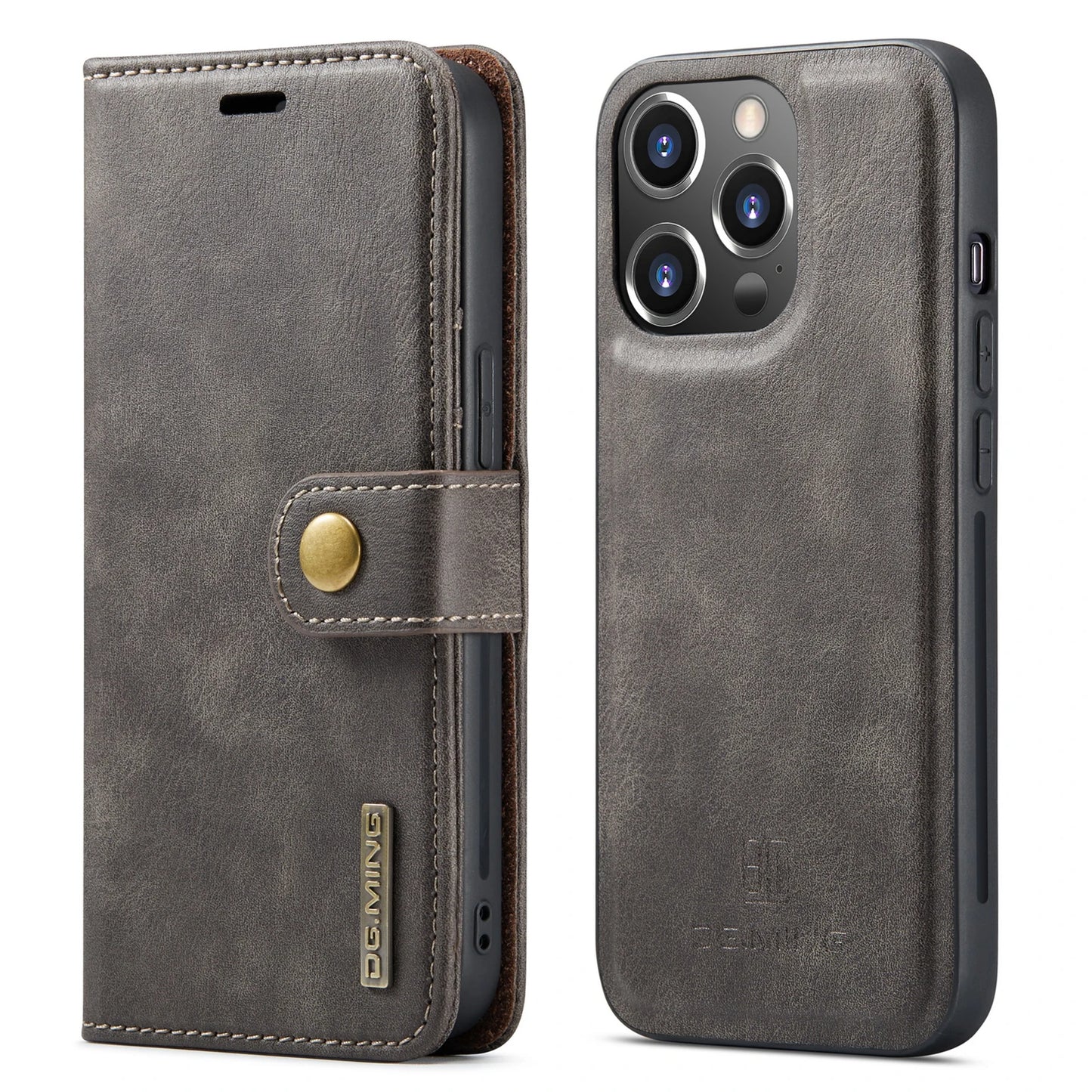 Leather Phone Case For iPhone 15 14 13 11 Pro Max Card Holder Wallet Cover High Quality Leather / gray / iPhone 12 Mini - sky-case