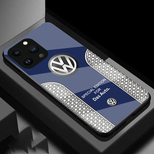 Volkswagen Luxury Logo iPhone 16e Phone Case with Glass Cover and Wireless Charging - sky-case