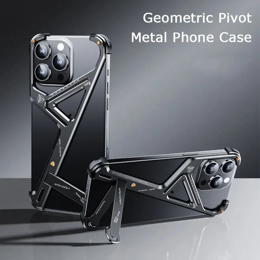 Luxury Aluminum Stand Phone Cover Black / For Iphone 15 Plus - sky-case