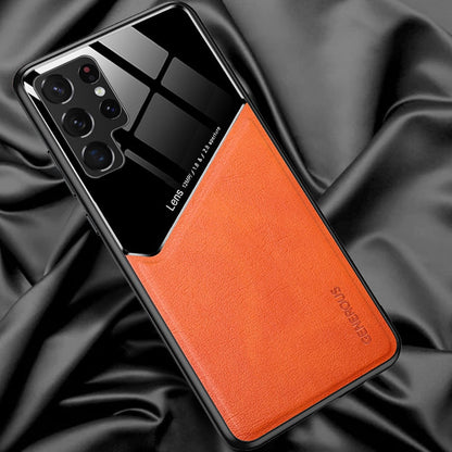For Samsung S 22 Ultra Case Leather Texture Magnetic Car Phone Cover Samsung Galaxy S23 Ultra 23 Plus 22 Ultra Shockproof Cover orange / S22 Ultra - sky-case
