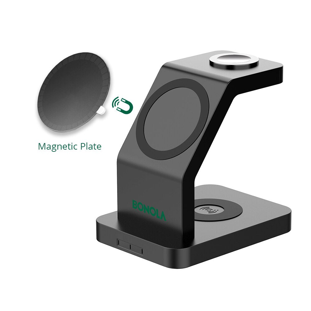 magsafe 3 charging port Magnetic Fast Station Wireless Charger Black Magnet plate / 3 charging port - sky-case