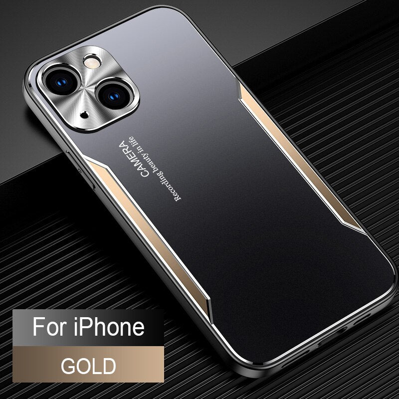 Aluminum Alloy Metal Shockproof Phone Case - TPU+PC Matte Armor Cover Gold / for iPhone 11 - sky-case