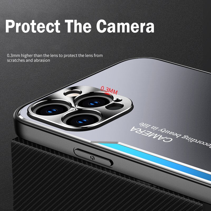 Aluminum Alloy Metal Shockproof Phone Case - TPU+PC Matte Armor Cover - sky-case