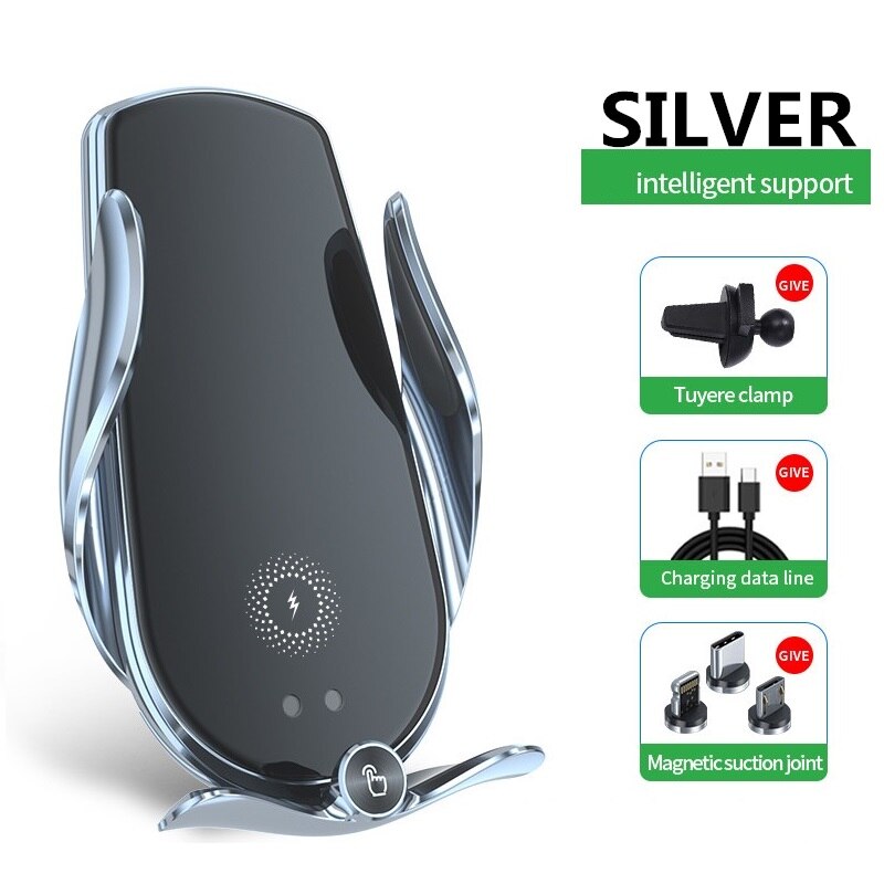 Car Wireless Charger 15W Qi for all iPhone Serie Magnetic Silver - sky-case