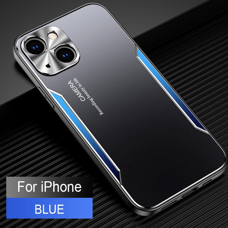 Aluminum Alloy Metal Shockproof Phone Case - TPU+PC Matte Armor Cover Blue / for iPhone 11 - sky-case