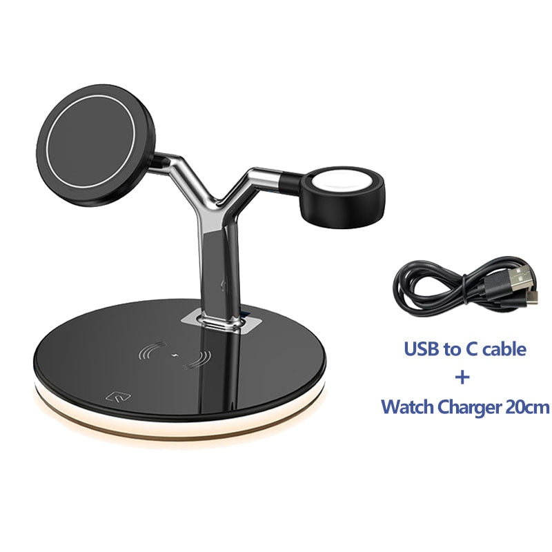 Magnetic Wireless Charger Stand 15W Fast Charging Dock Station 3 in 1 Black / Magnetic Wireless Charger - sky-case