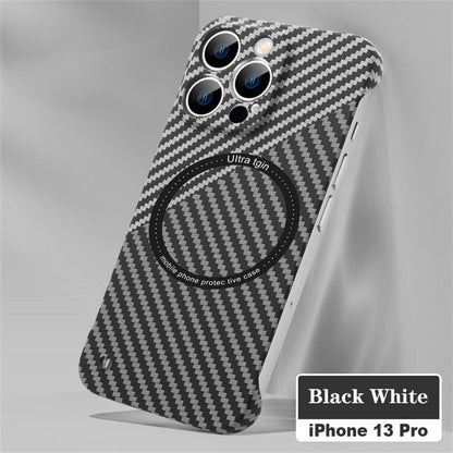 Magsafe Magnetic Wireless Charging Case Carbon Fiber Black white / For iPhone 13 - sky-case