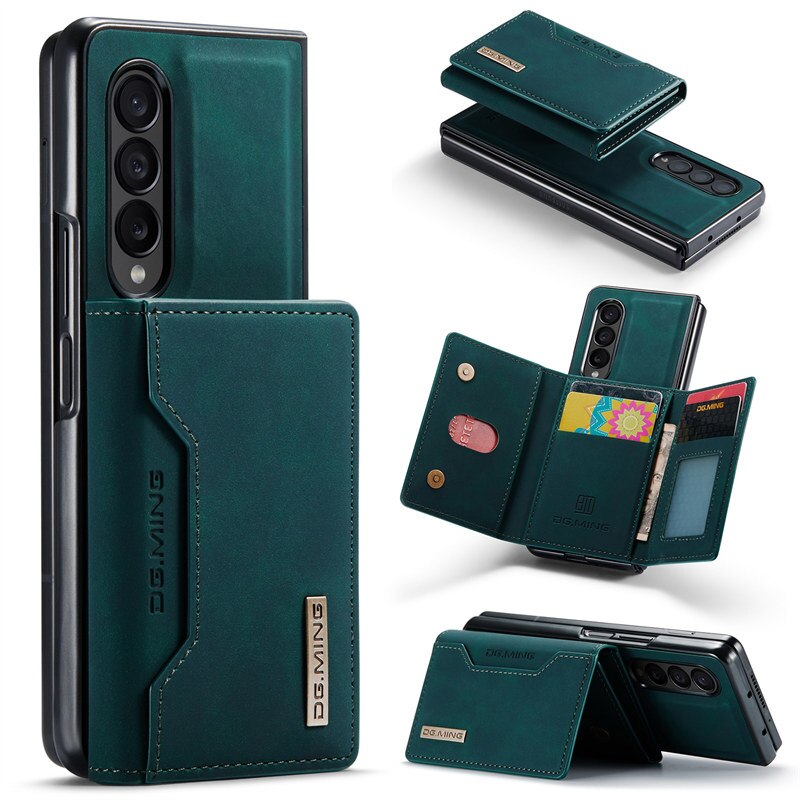 Luxury Leather Wallet Cover Detachable Case with Card Holder For Samsung Galaxy Green / Samsung Z Fold 3 - sky-case
