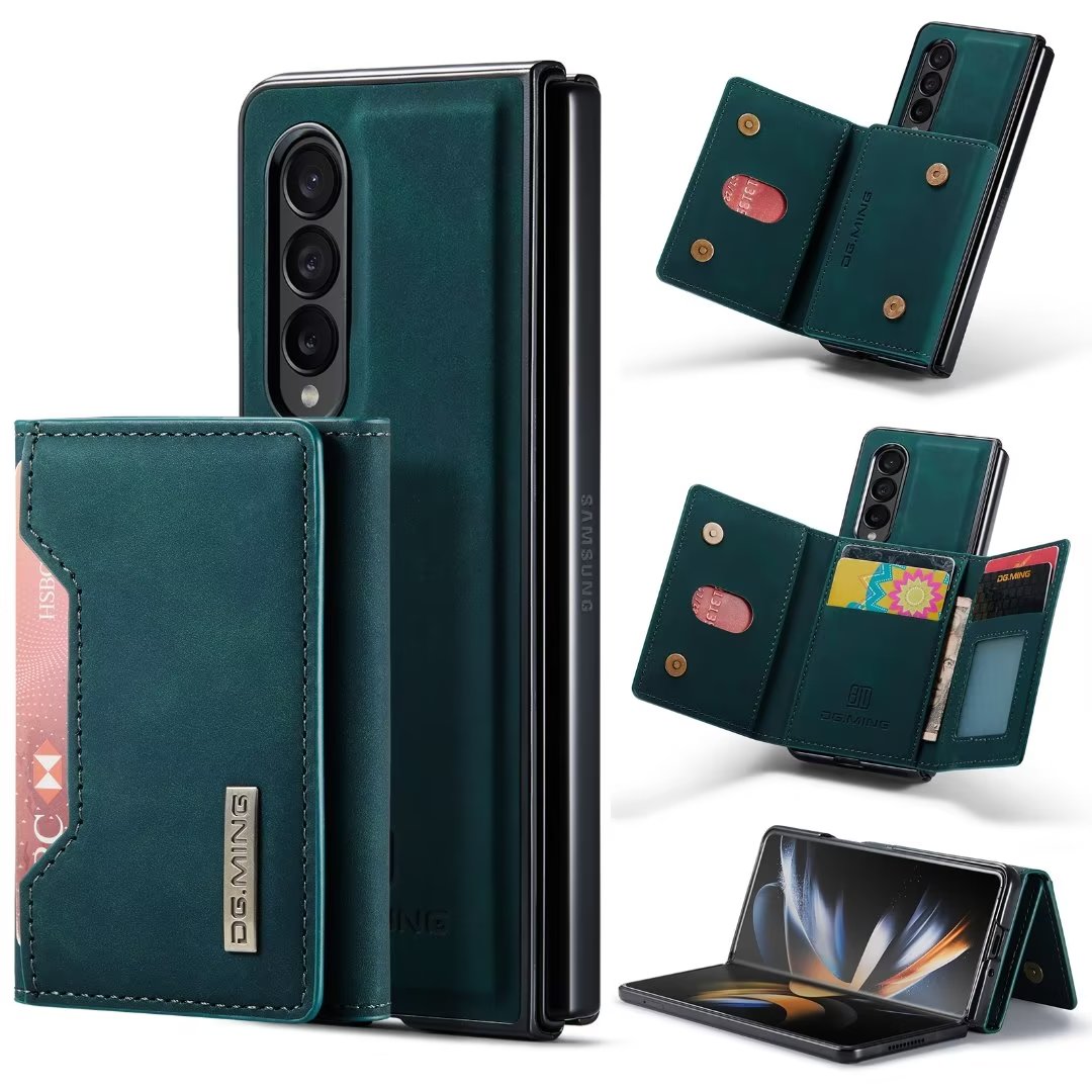 New 2023 Luxury Leather Wallet flip Cover 2 in 1 Detachable Leather Back Cover Case with Card Holder Magnetic Galaxy Z Fold 3 / blue - sky-case