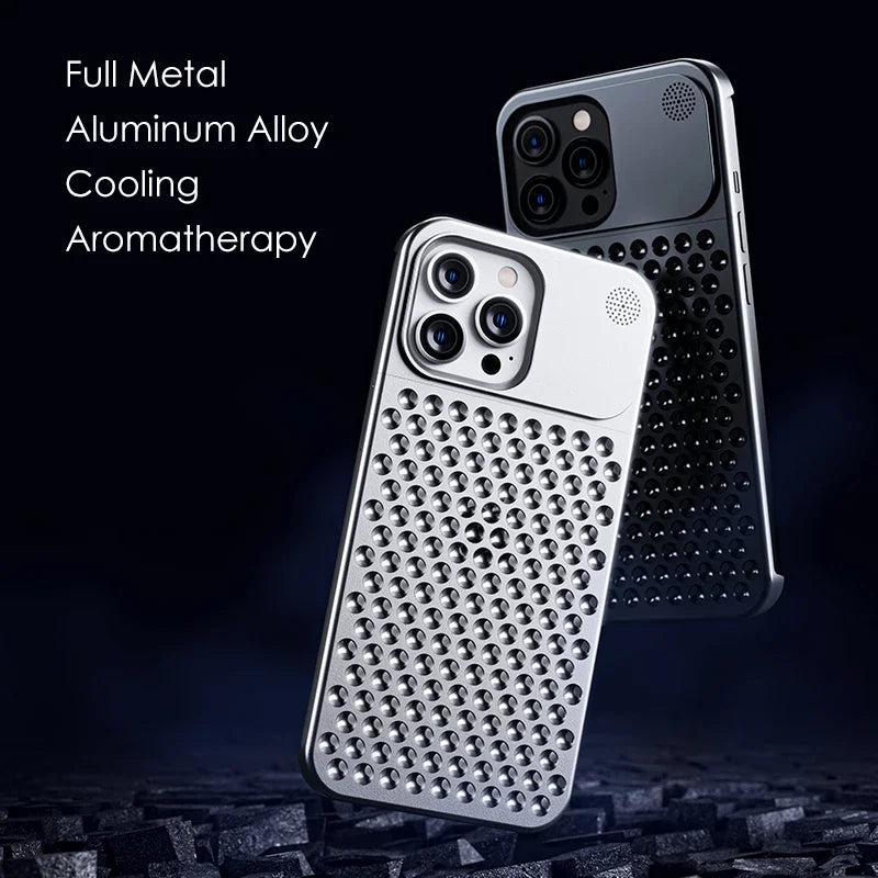 Aluminum Alloy Phone Case For iPhone 15 14 13 Pro Max Hollow Heat Diss – sky-case Aluminum Alloy Phone Case For iPhone 15 14 13 Pro Max Hollow Heat Diss – sky-case
