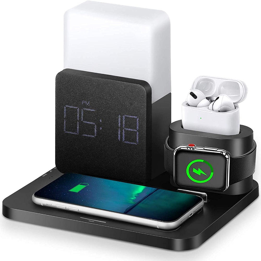 Wireless Charger 3 In 1 Fast Charging Station Digital Alarm Clock Night Light Compatible - sky-case