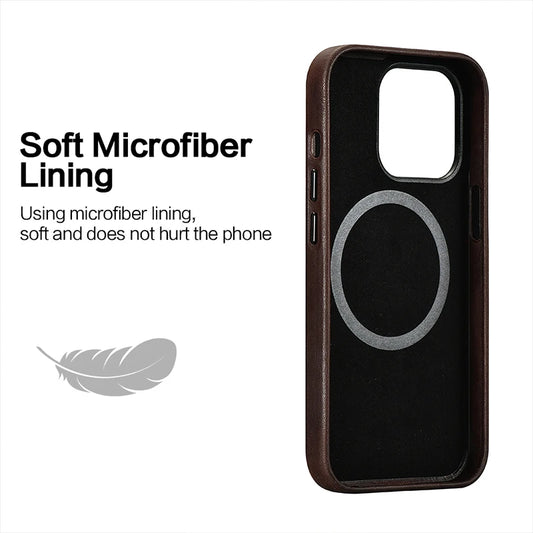 Genuine leather phone case compatible with MagSafe charger - sky case - sky-case