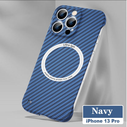 Magsafe Magnetic Wireless Charging Case Carbon Fiber Navy / For iPhone 13 - sky-case