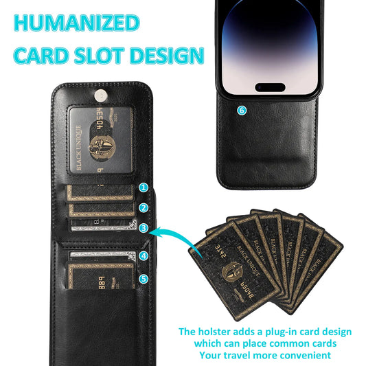 iPhone 15 Pro Case Leather Phone Case for iPhone 15, 14, 13, 12, 11 Pro Max - Card Slot, Cover Stand, Shockproof Cover - sky-case