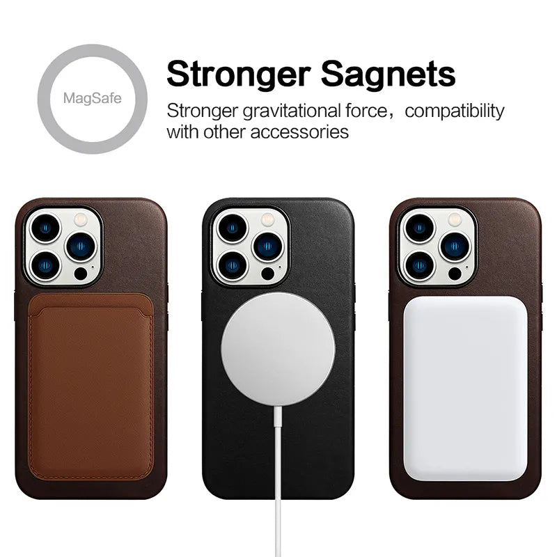 Genuine leather phone case compatible with MagSafe charger - sky case - sky-case