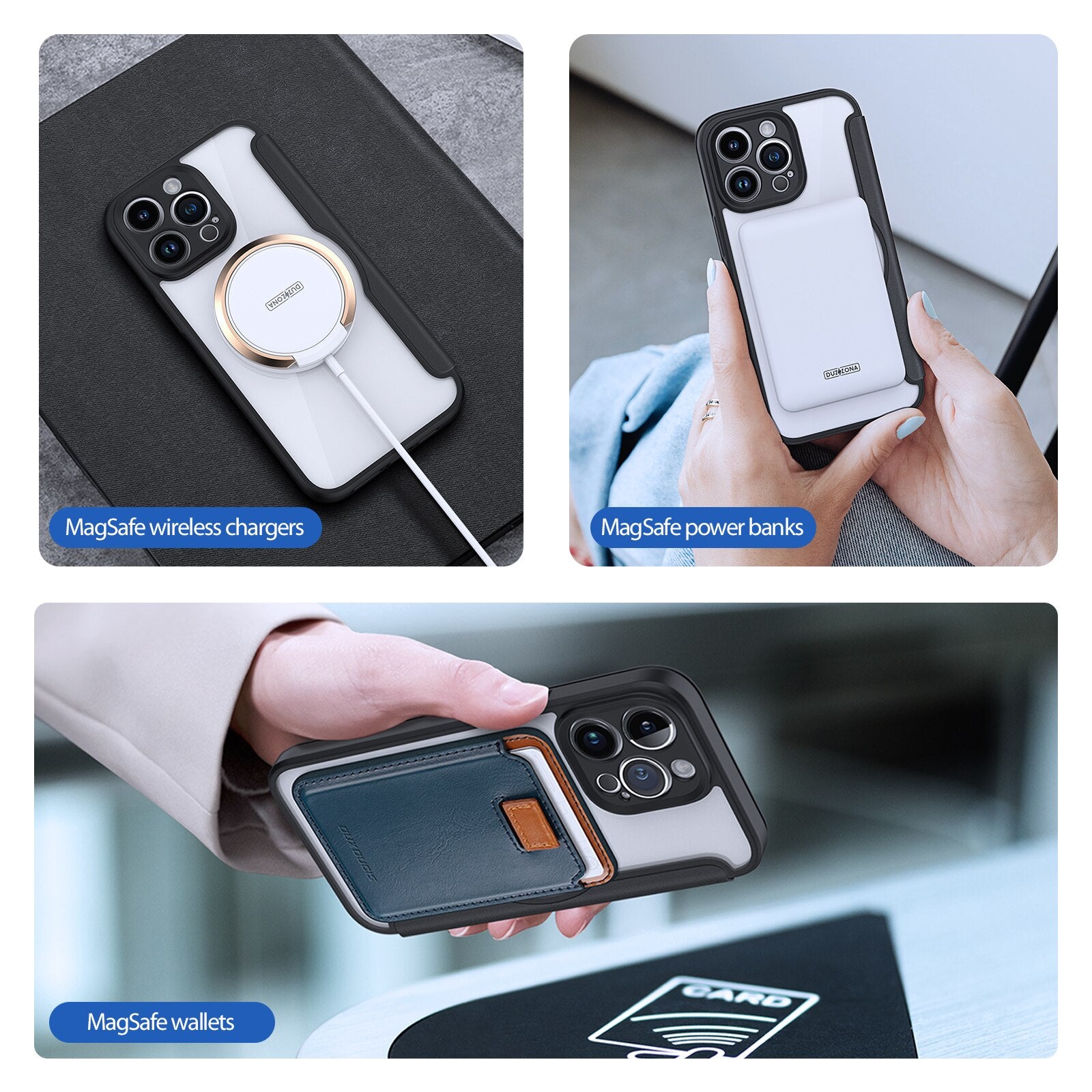 Magnetic Wireless Charging Wallet Case For iPhone 14 Pro Max 14 Plus Clear Back Sleeve Cover - sky-case