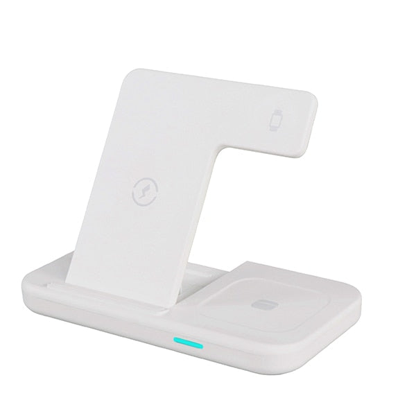 30W Qi Wireless Charger Stand 3 In 1 Qi Fast Charging Dock Station white - sky-case