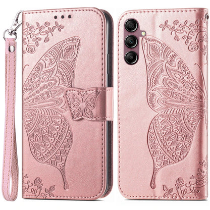 Embossed Butterfly Leather Wallet Flip Case For Samsung Galaxy Rose Gold / Samsung A14 4G 5G - sky-case