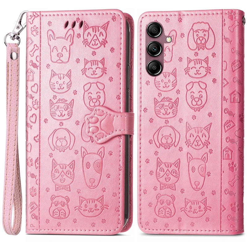 Embossed Butterfly Leather Wallet Flip Case For Samsung Galaxy Pink / Samsung A14 4G 5G - sky-case
