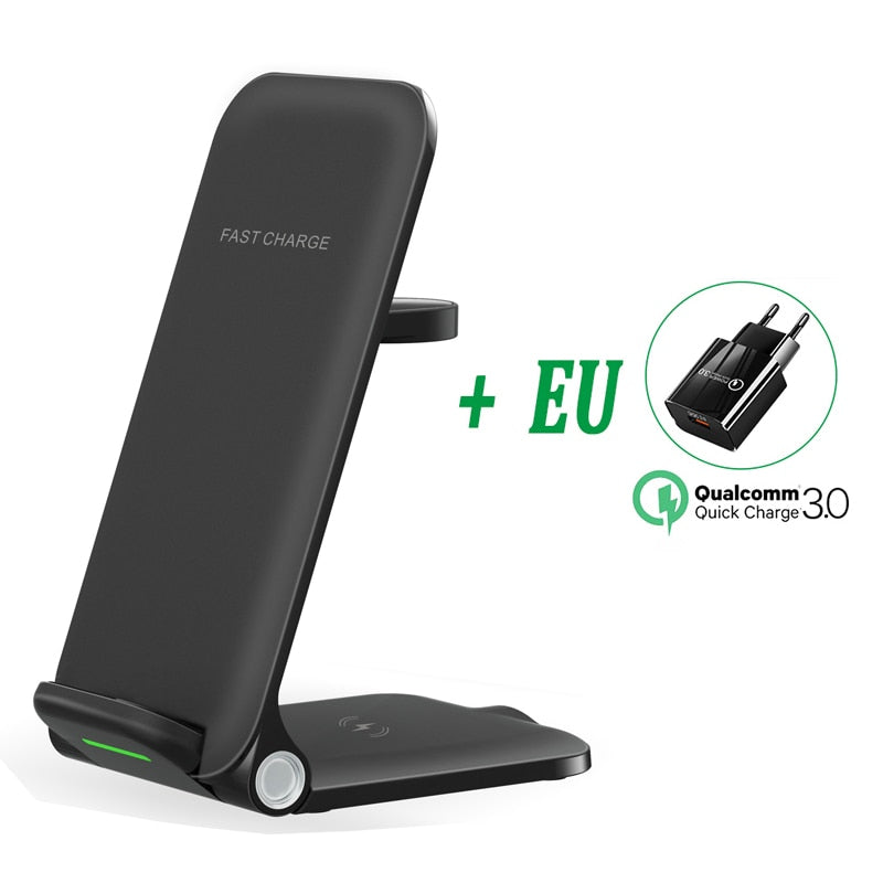 30W Qi Wireless Charger Stand 3 In 1 Qi Fast Charging Dock Station black with EU plug-02 - sky-case