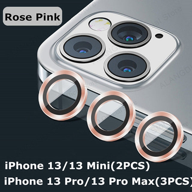 Camera Lens Protectors Camera Metal Ring Glass Protective Cap Rose Pink / iPhone12 Pro Max (3PCS) - sky-case