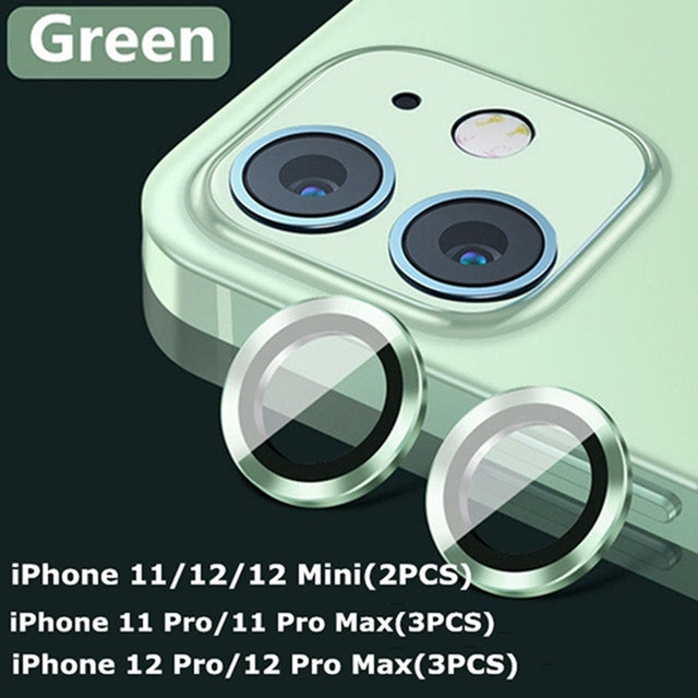Camera Lens Protectors Camera Metal Ring Glass Protective Cap Green / iPhone 11 Pro Max (3PCS) - sky-case