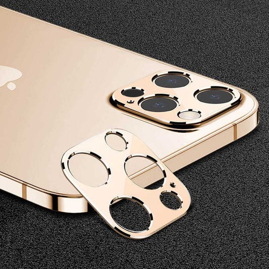 Luxury Camera Metal Ring Case Glass Camera Lens Screen cover For iPhone 15 14 13 12 11 Pro Max Gold / For iPhone 13 Pro Max - sky-case