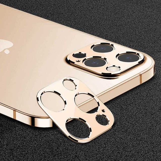 Luxury Camera Metal Ring Case Glass Camera Lens Screen cover Gold / For iPhone 13 Pro Max - sky-case
