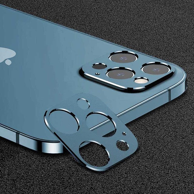 Luxury Camera Metal Ring Case Glass Camera Lens Screen cover Blue / For iPhone 13 Pro Max - sky-case
