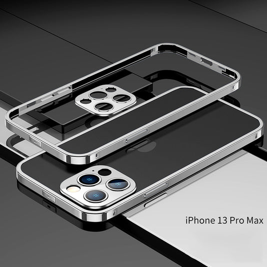 Lens Frame Shockproof Metal + Luxury Case Stainless Steel Metal For iPhone 12Pro Max / Silver - sky-case
