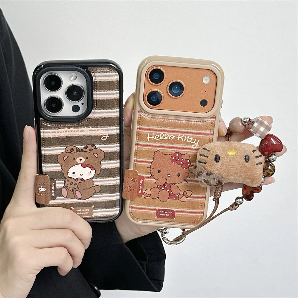 Korean Cute Grid HelloKitty Phone Case - sky-case