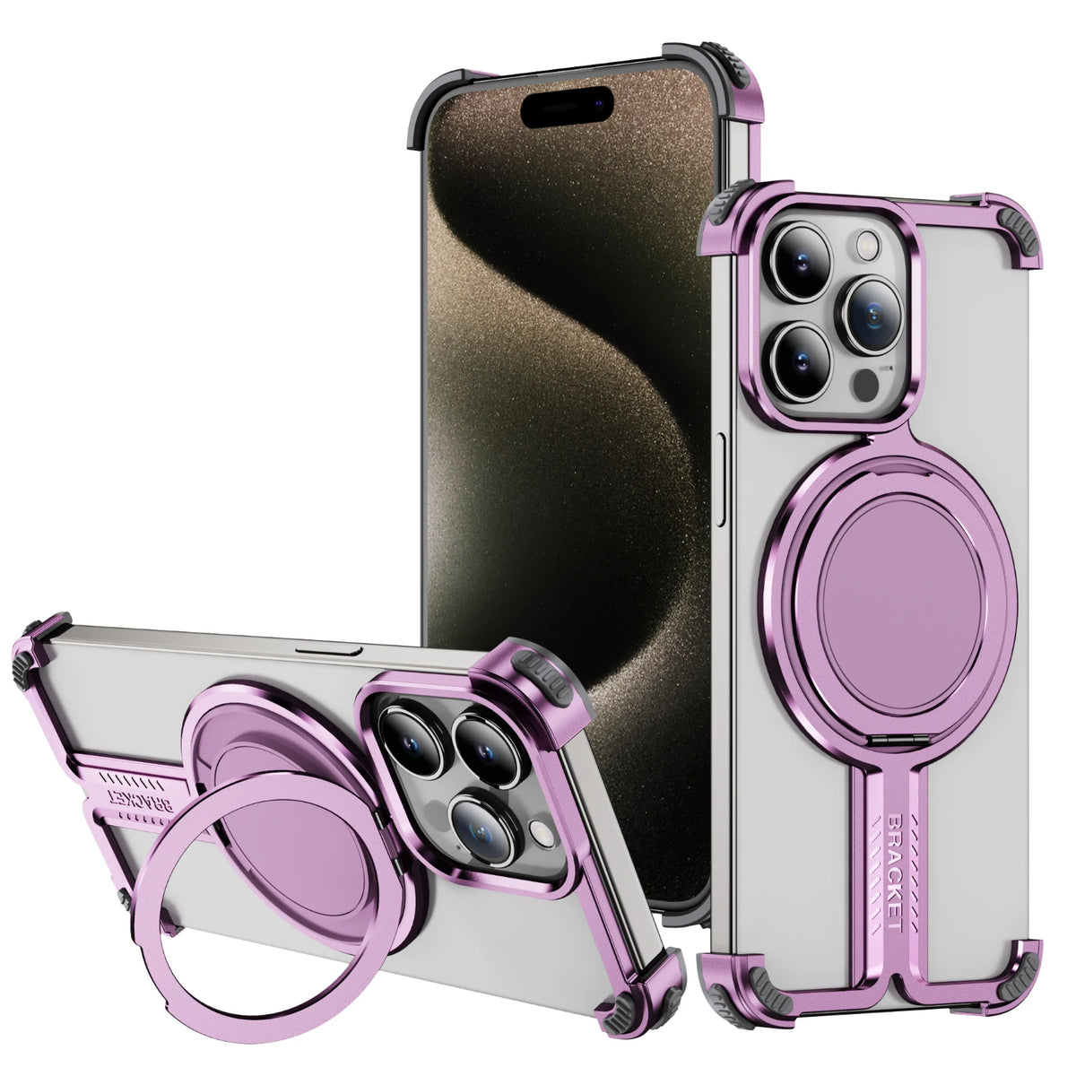 Luxury Titanium Magnetic 360° Stand Rimless Cover - sky-case