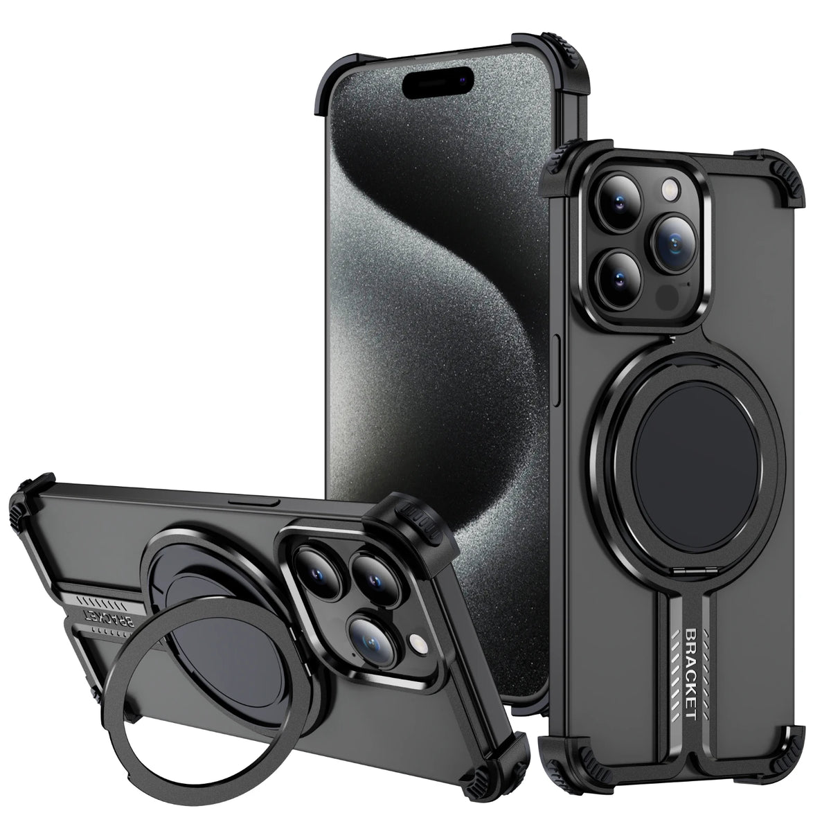 Luxury Titanium Magnetic 360° Stand Rimless Cover - sky-case