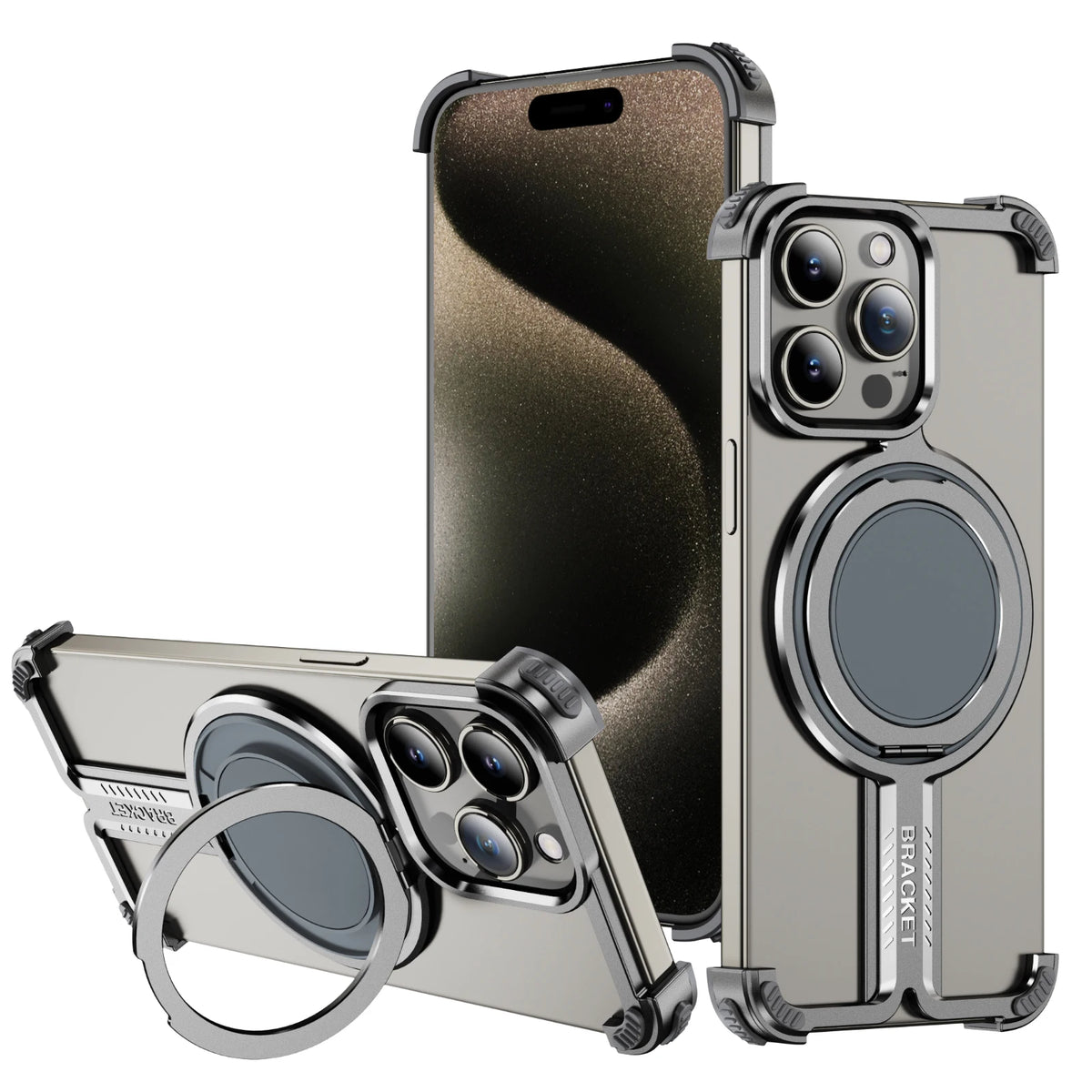 Luxury Titanium Magnetic 360° Stand Rimless Cover - sky-case