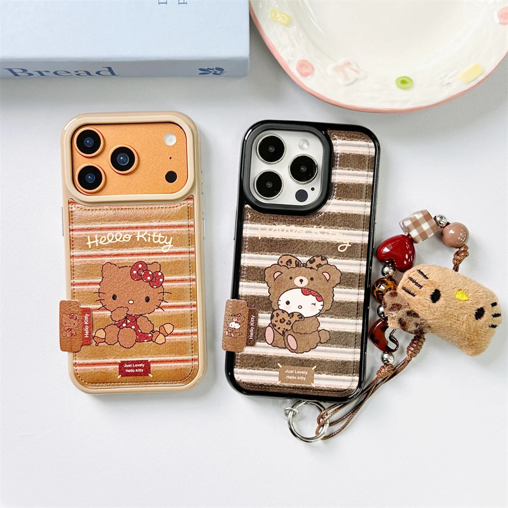 Korean Cute Grid HelloKitty Phone Case - sky-case