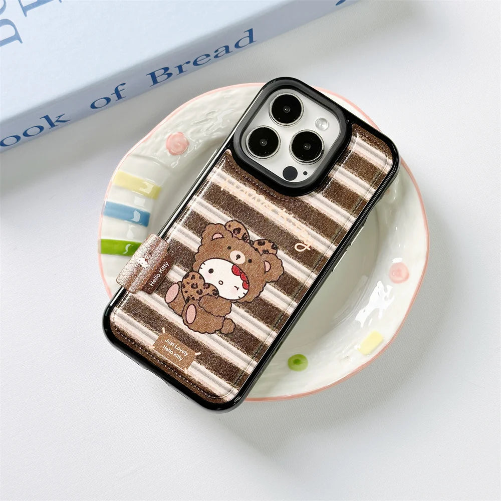 Korean Cute Grid HelloKitty Phone Case - sky-case