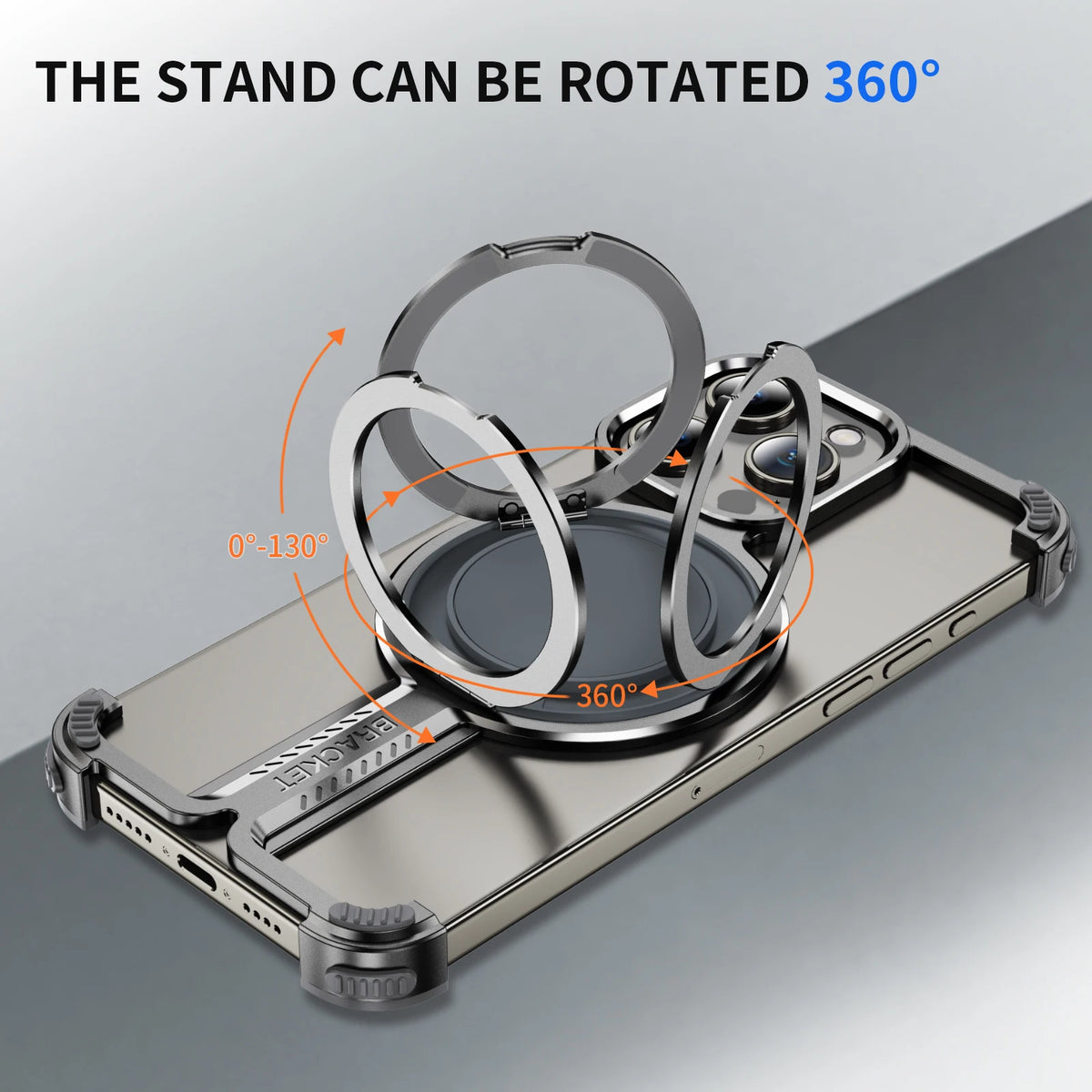 Luxury Titanium Magnetic 360° Stand Rimless Cover - sky-case