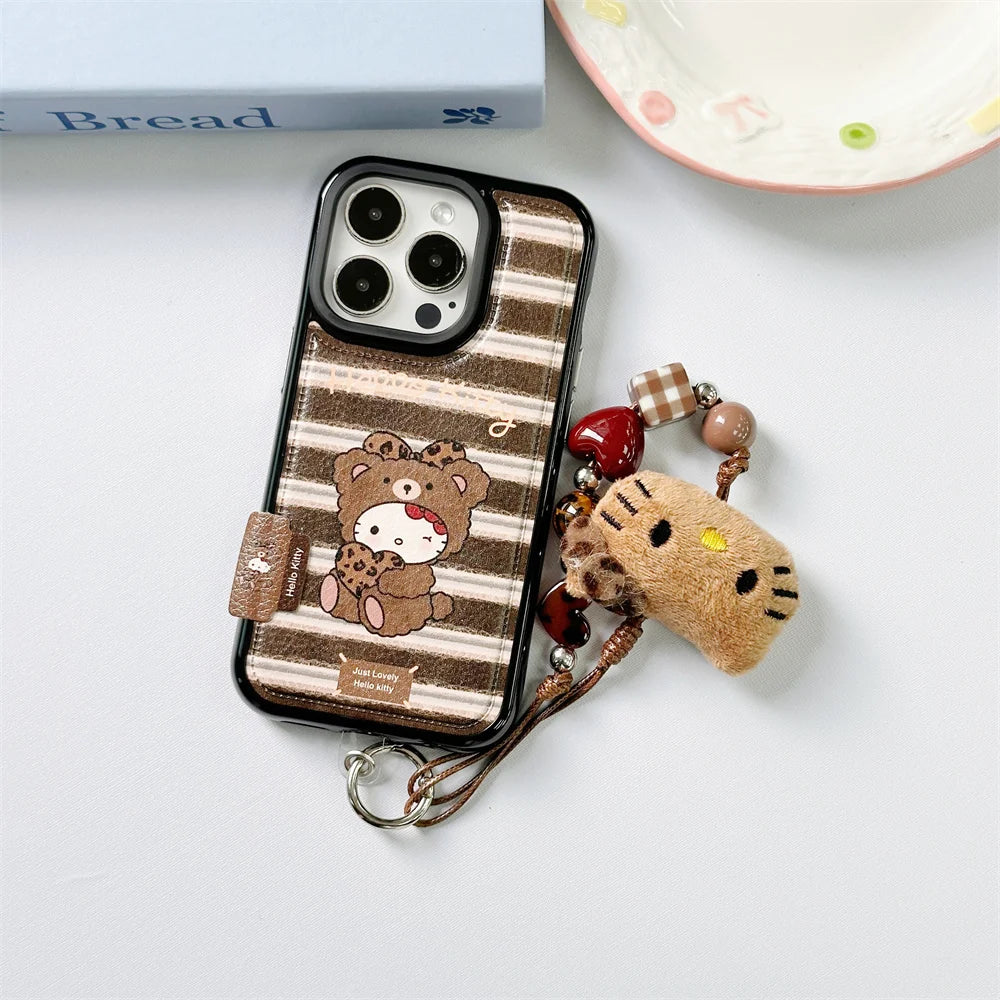 Korean Cute Grid HelloKitty Phone Case - sky-case