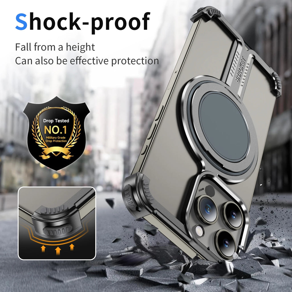 Luxury Titanium Magnetic 360° Stand Rimless Cover - sky-case