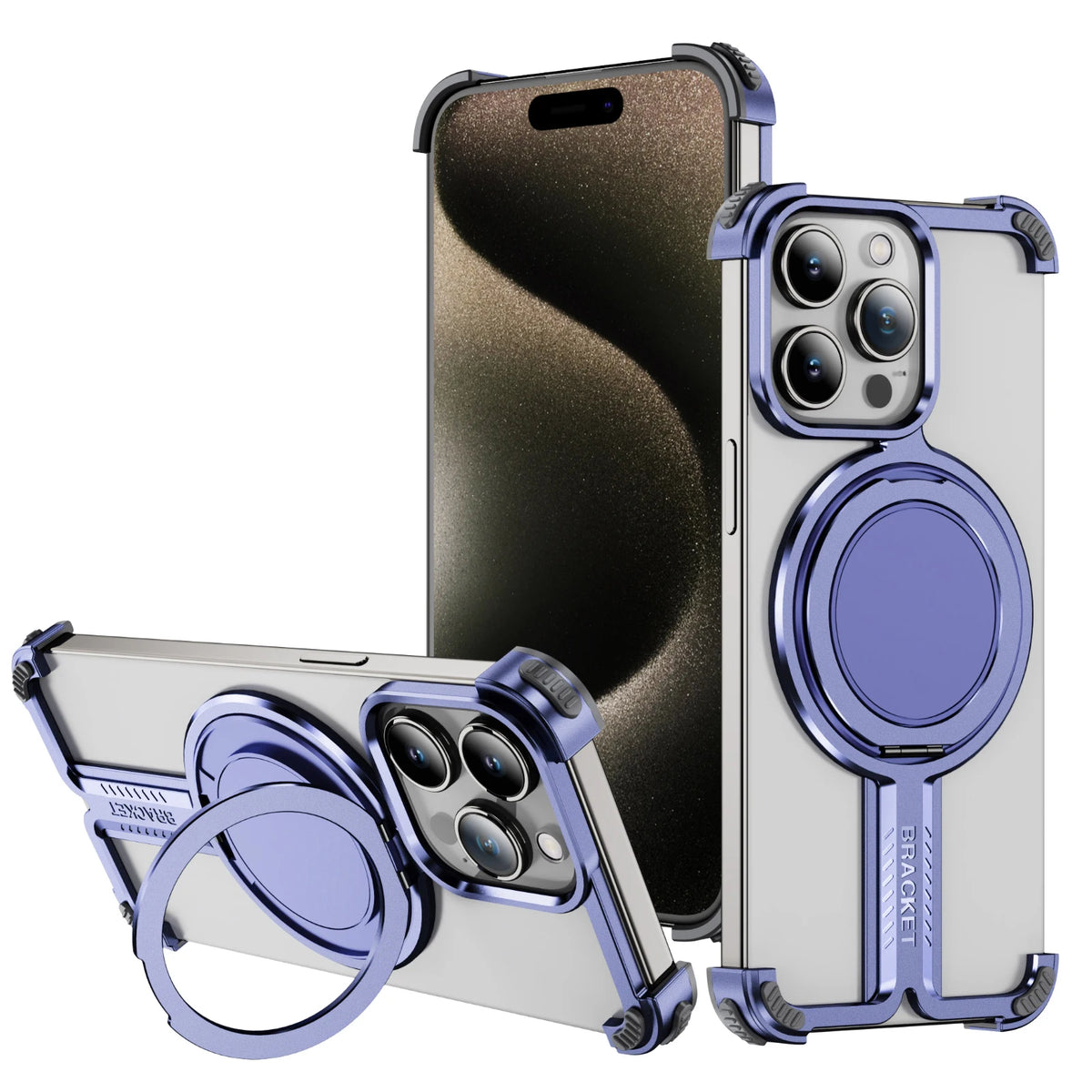 Luxury Titanium Magnetic 360° Stand Rimless Cover - sky-case