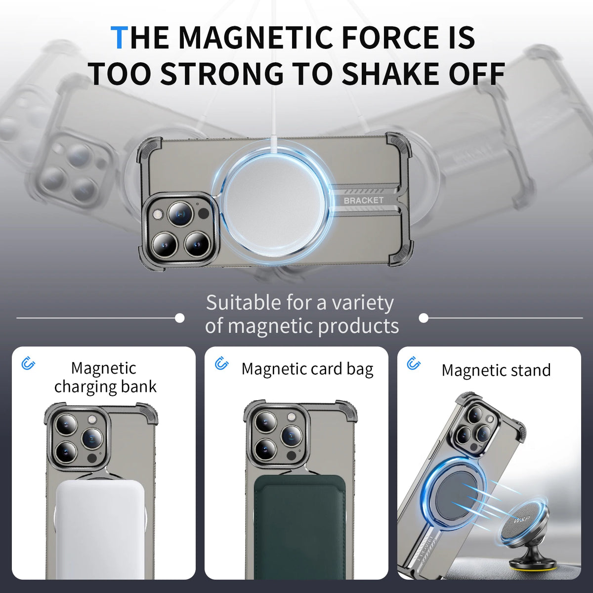 Luxury Titanium Magnetic 360° Stand Rimless Cover - sky-case