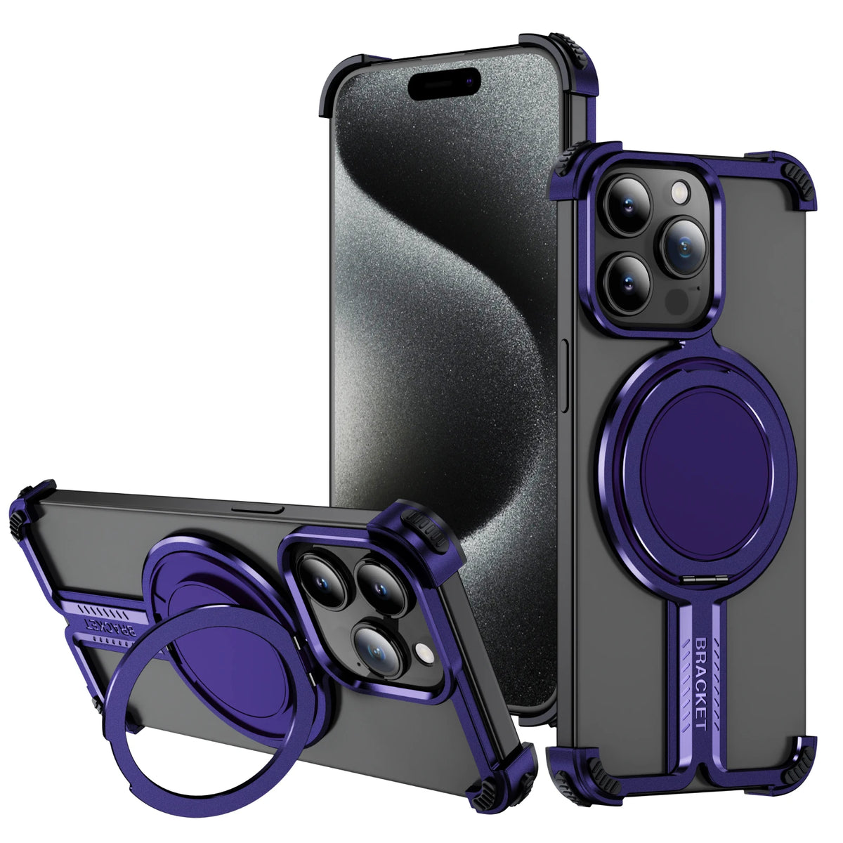 Luxury Titanium Magnetic 360° Stand Rimless Cover - sky-case