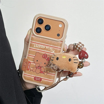Korean Cute Grid HelloKitty Phone Case - sky-case