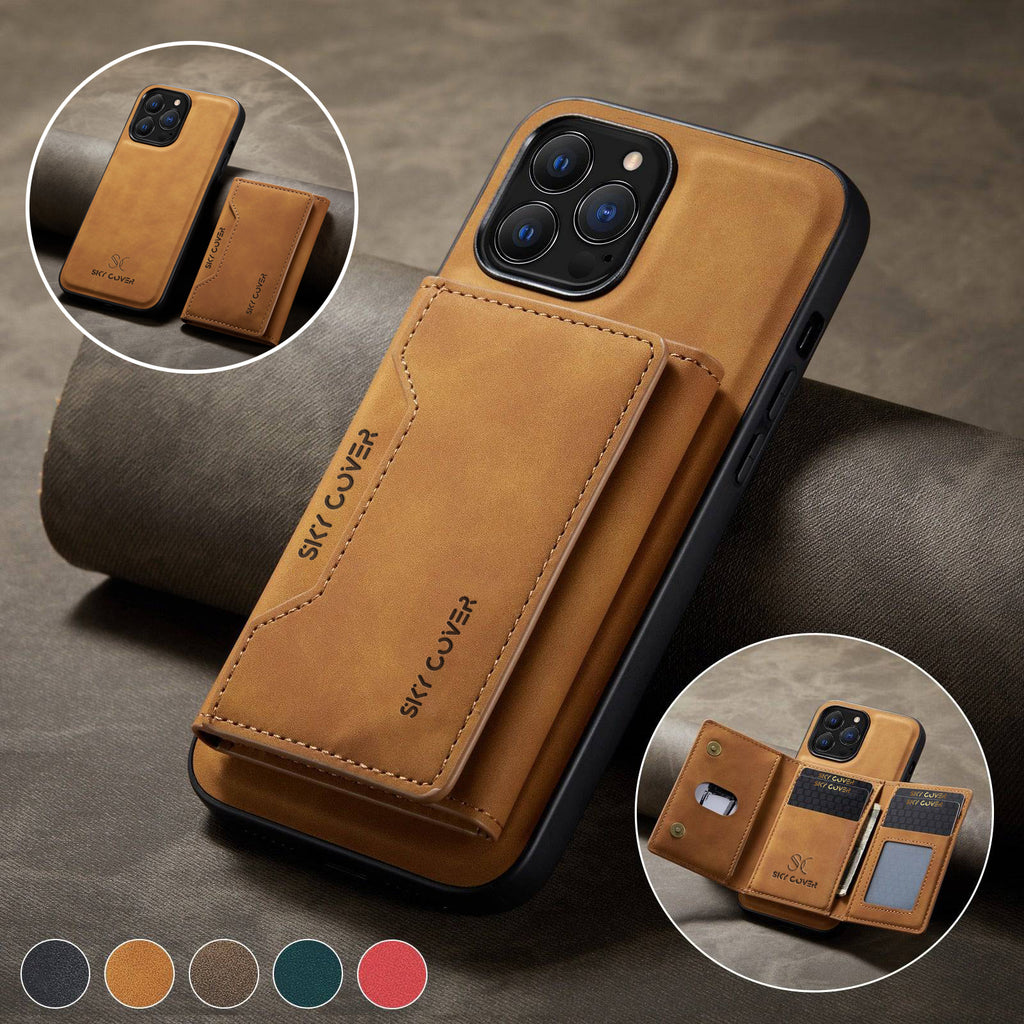 2 in 1 Luxury Leather Wallet Cover Detachable Case with Card Holder compatible with wireless charging MagSafe - sky-case